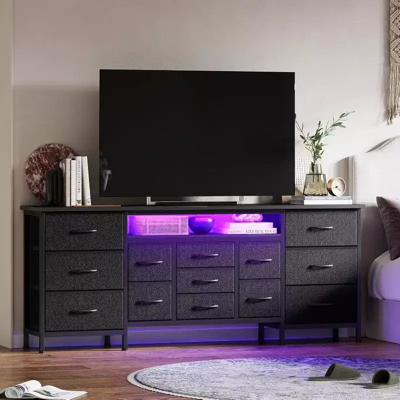 Commode TV longue à tiroirs