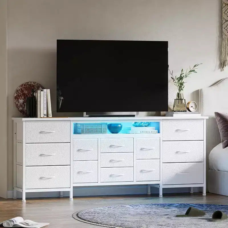 Commode TV longue à tiroirs