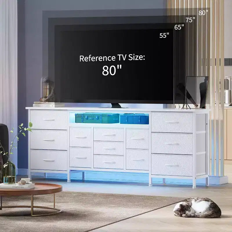 Commode TV longue à tiroirs