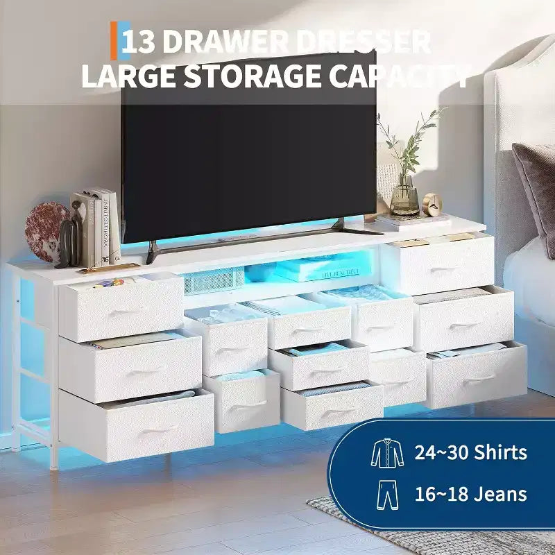 Commode TV longue à tiroirs