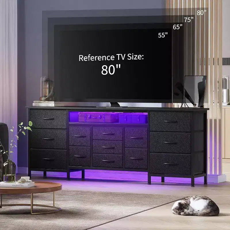 Commode TV longue à tiroirs