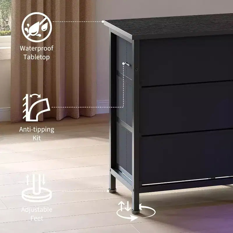 Commode TV longue à tiroirs