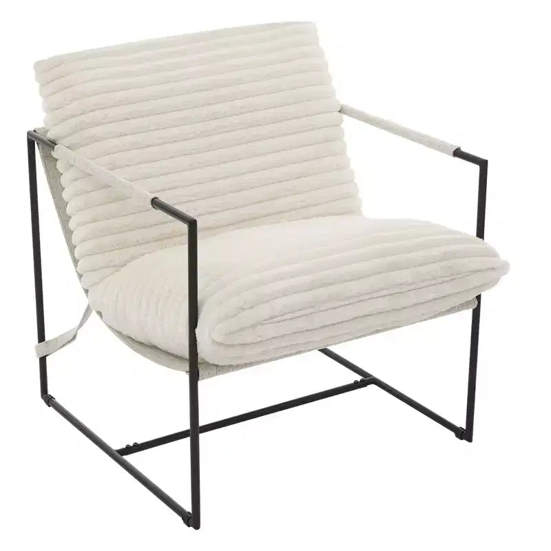 Sling Accent Chair with Metal Frame Modern Comfy Living Room Chair Upholstered Reading Chair with Shredded Foam Cushioning Oversized Arm Chair