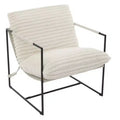 Sling Accent Chair with Metal Frame Modern Comfy Living Room Chair Upholstered Reading Chair with Shredded Foam Cushioning Oversized Arm Chair