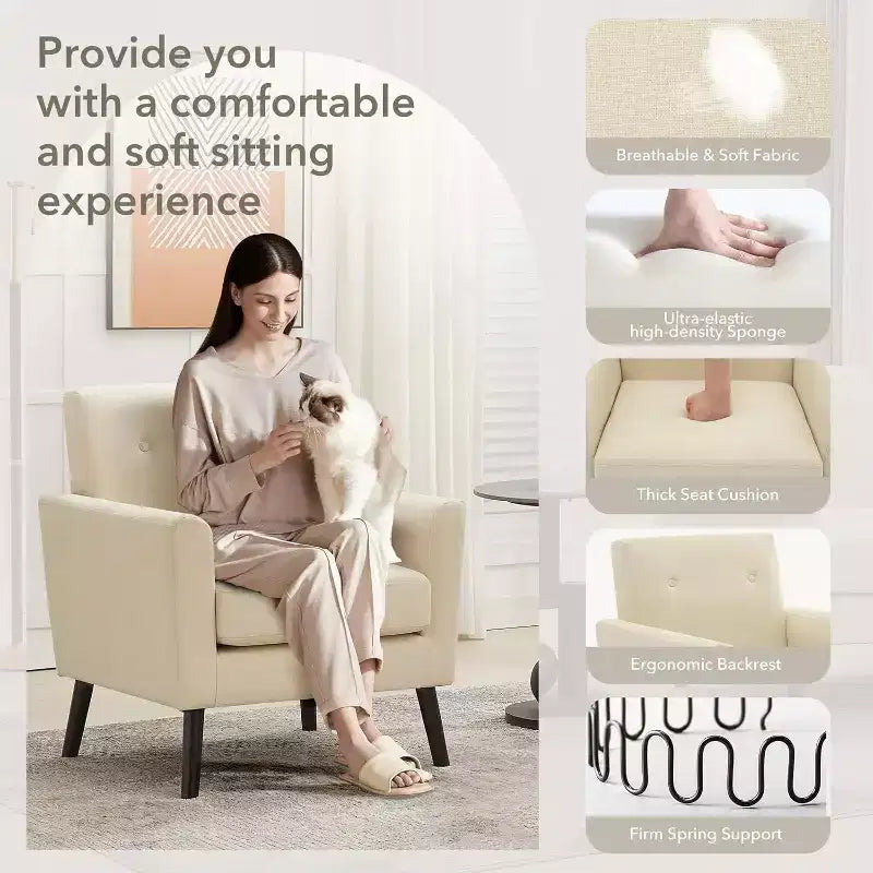 Fauteuil moderne en tissu de lin