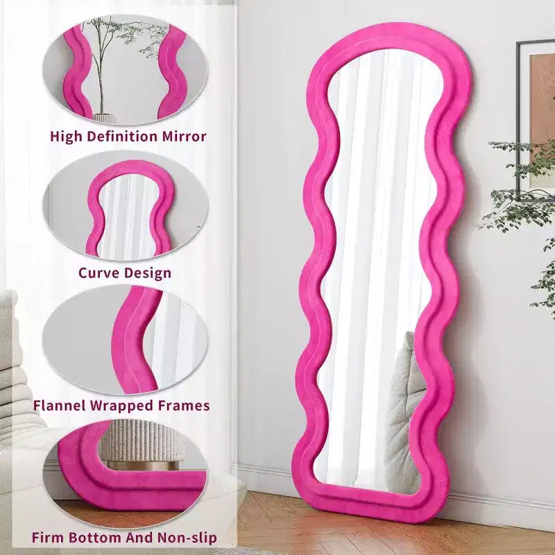 Miroir de courtoisie pleine longueur moderne en flanelle
