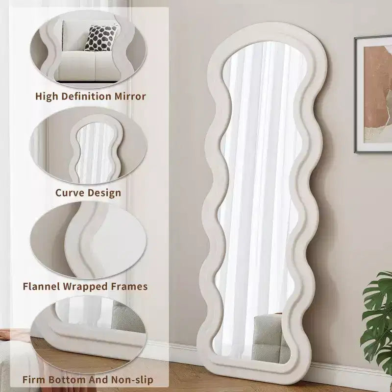 Miroir de courtoisie pleine longueur moderne en flanelle