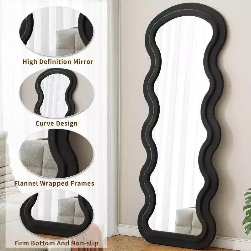 Miroir de courtoisie pleine longueur moderne en flanelle