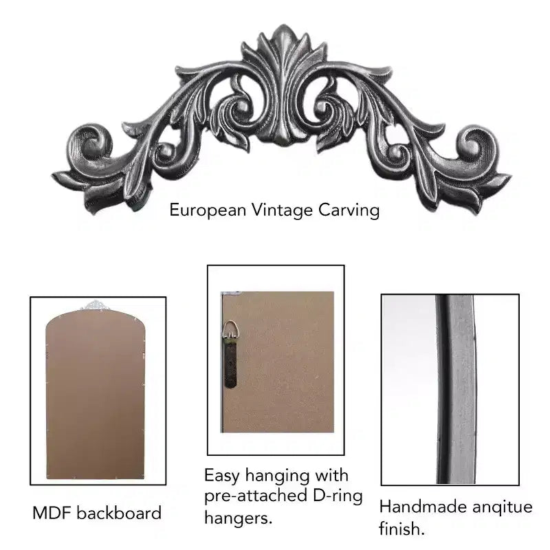 Miroir arqué pleine longueur avec cadre en métal