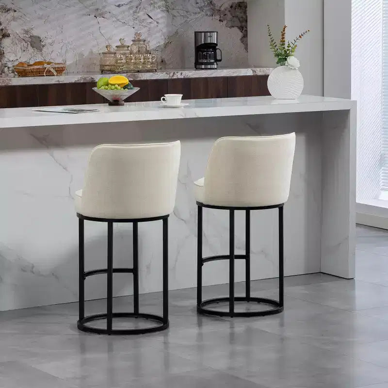 GDFStudio Iskan 25H Linen Upholstered Counter Height Bar Stools with Backrest (Set of 2)