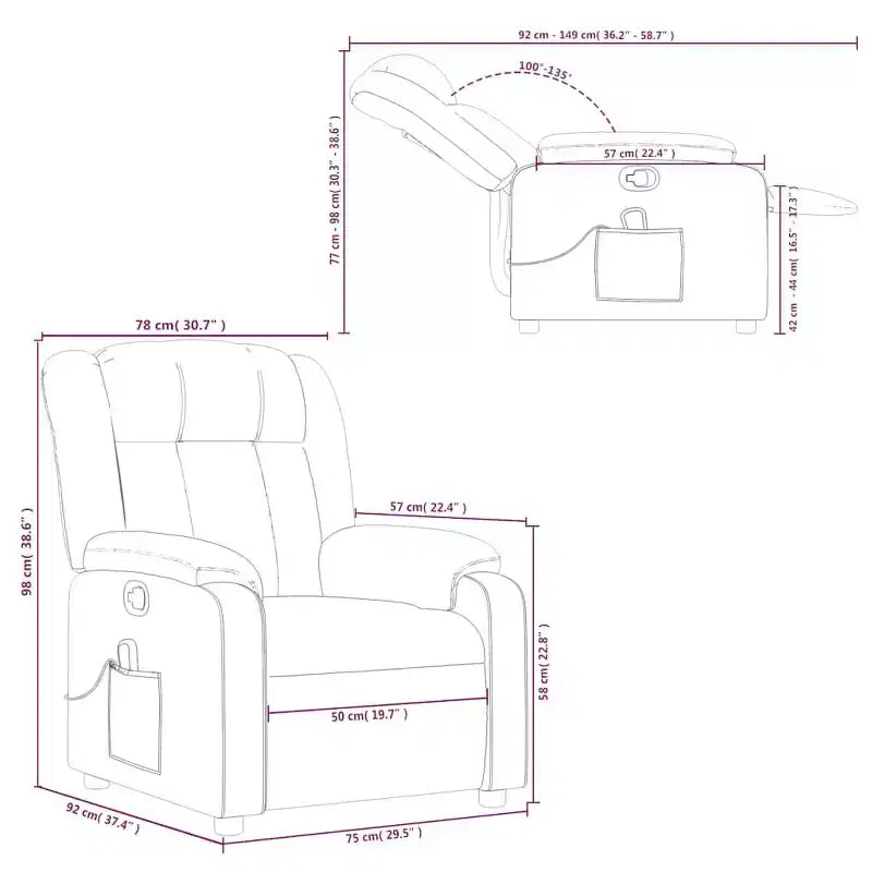 Fauteuil de massage inclinable en tissu noir