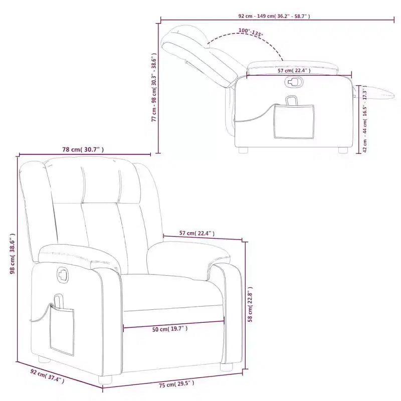 Fauteuil de massage inclinable en tissu noir