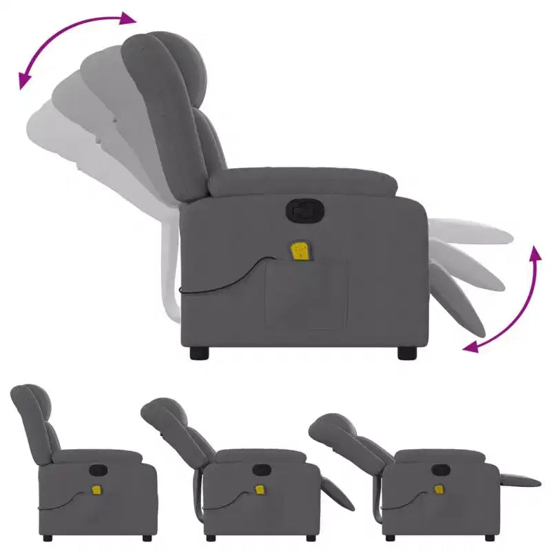 Fauteuil de massage inclinable en tissu noir