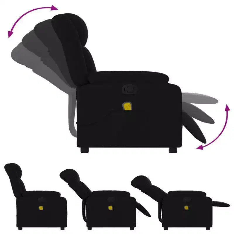 Fauteuil de massage inclinable en tissu noir