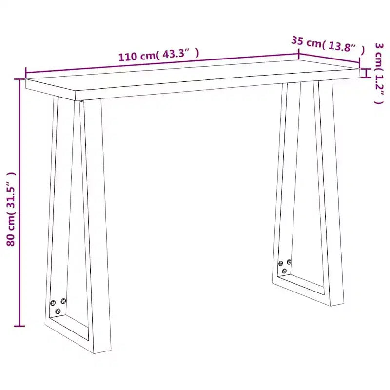 Table d'appoint rustique en bois massif à bords naturels