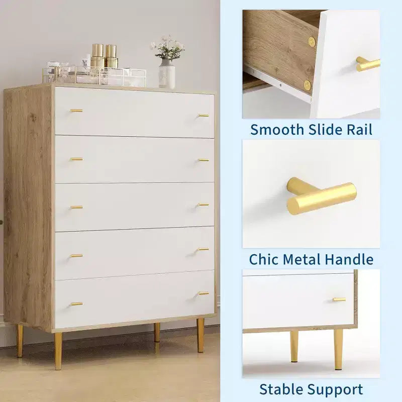 Commode à tiroirs avec poignées en barre