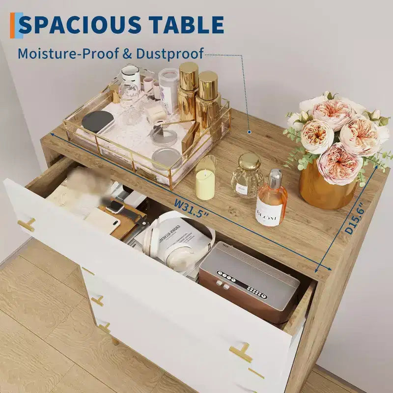 Commode à tiroirs avec poignées en barre