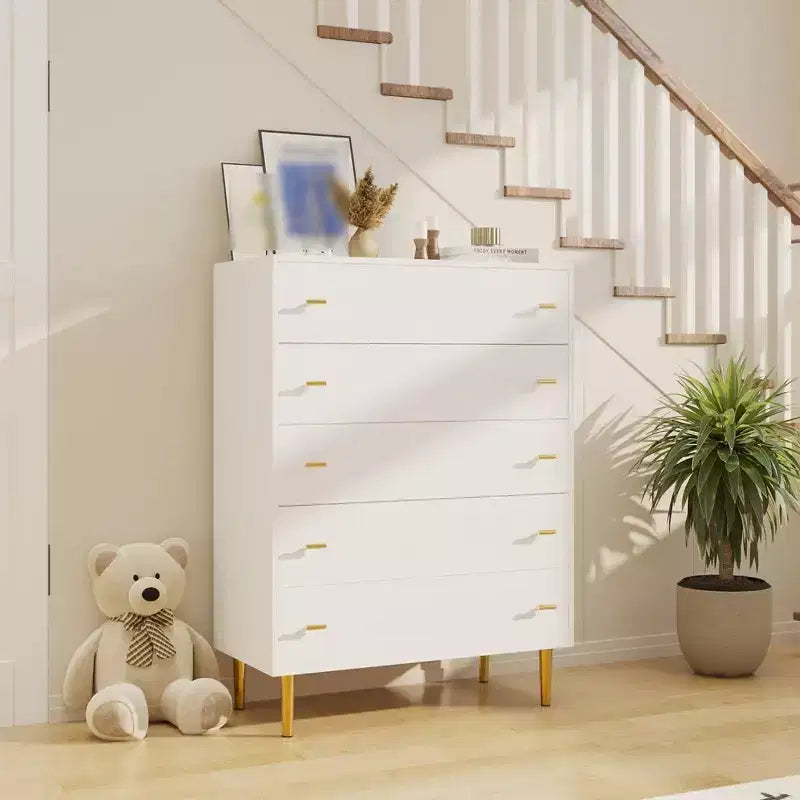 Commode à tiroirs avec poignées en barre