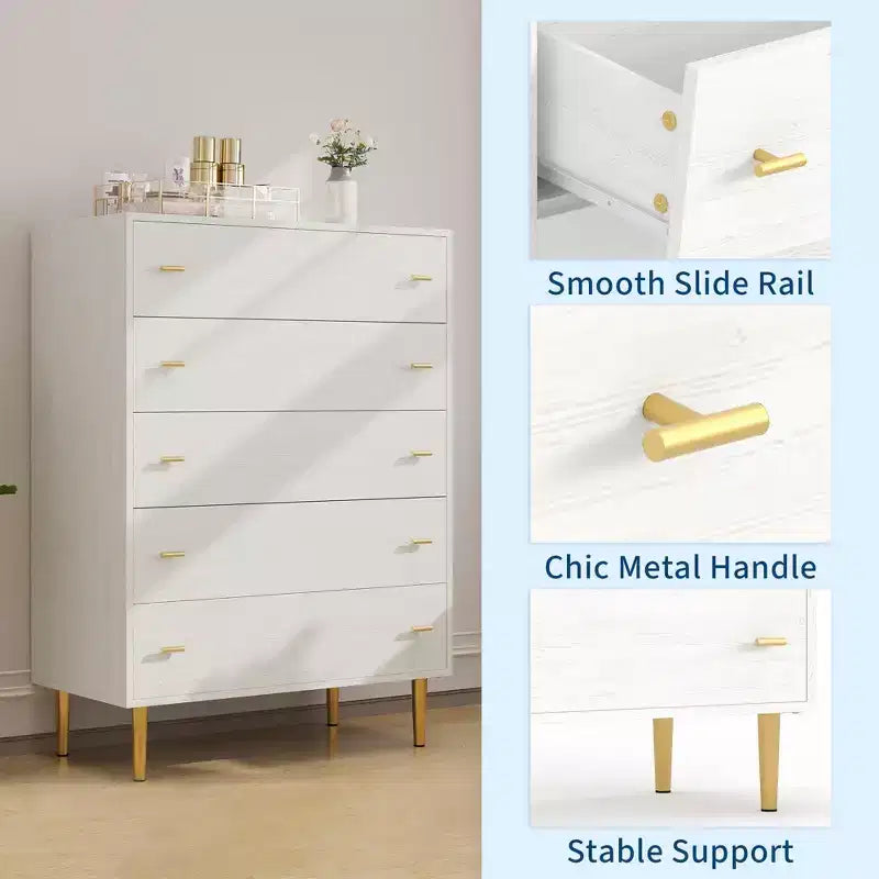 Commode à tiroirs avec poignées en barre