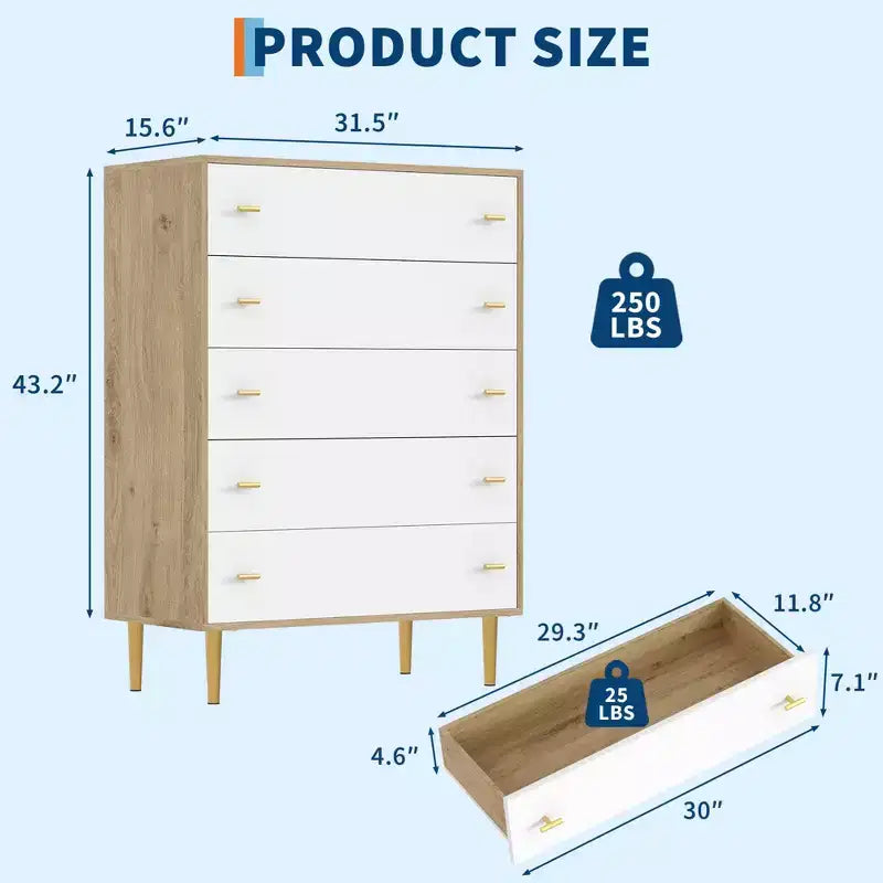 Commode à tiroirs avec poignées en barre