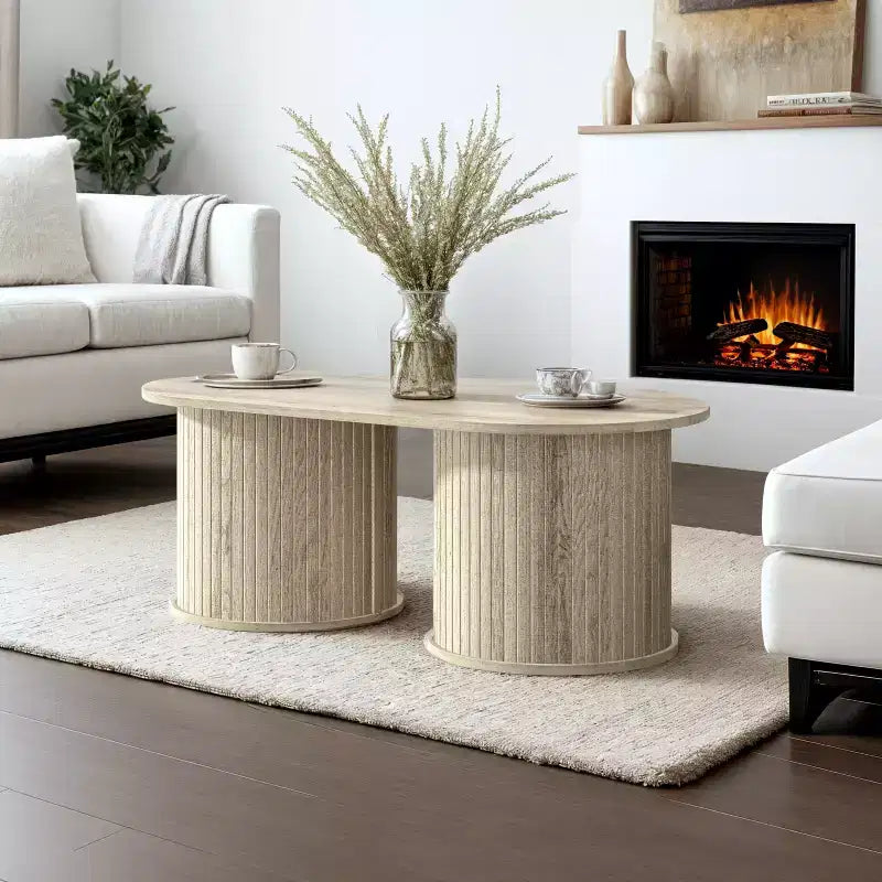 Table basse oblongue cannelée
