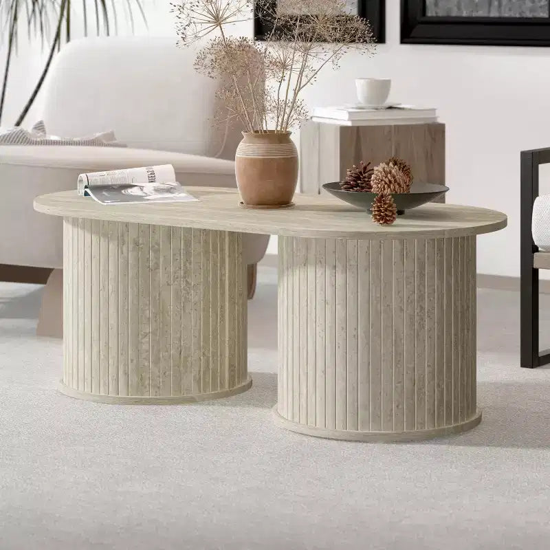 Table basse oblongue cannelée